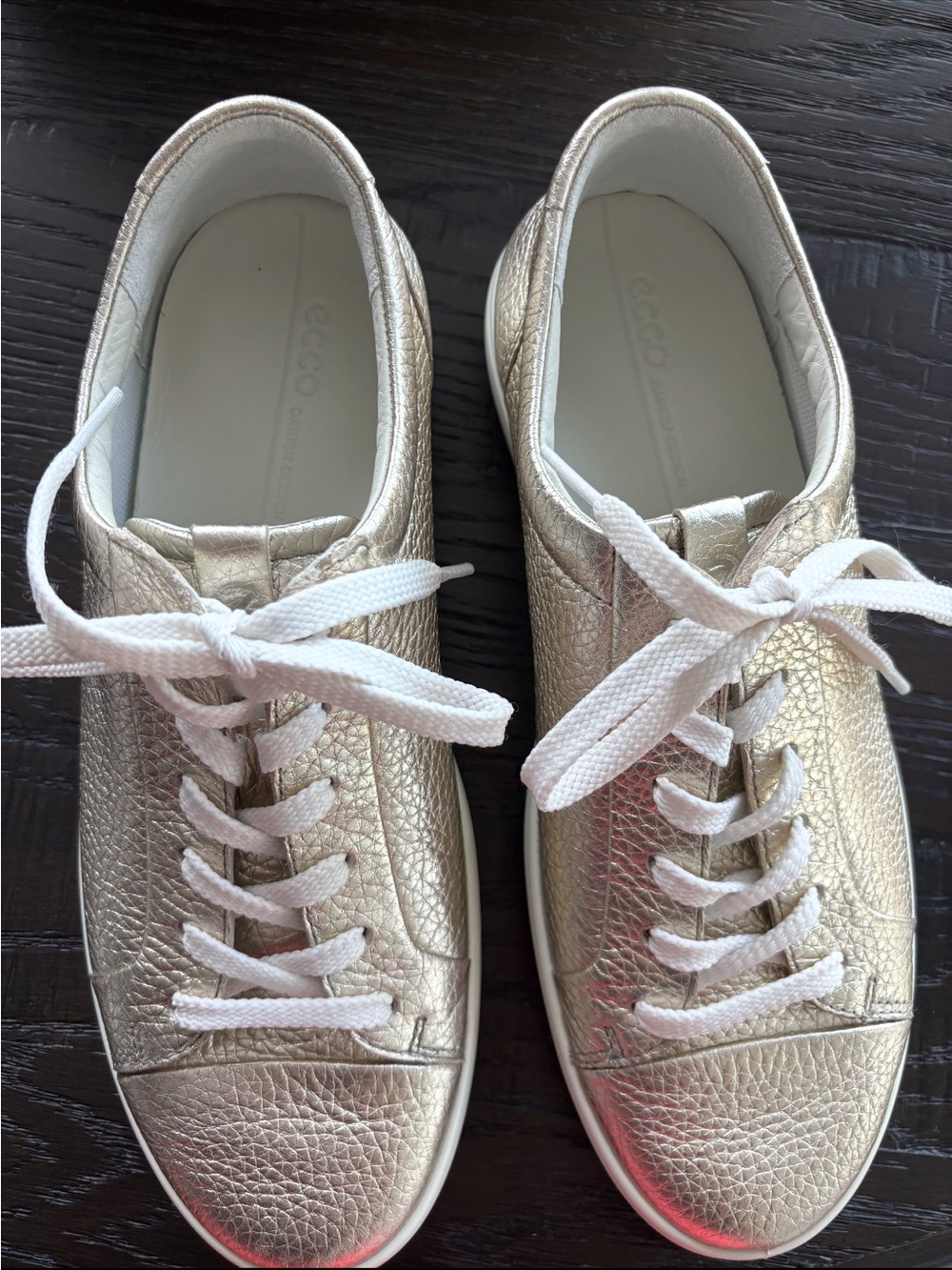 Ecco Women's Metallic Gold Leather Lace-Up Sneakers
